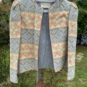 RARE Vintage Oscar de la Renta Pastel Patterned Puff-Sleeve Jacket
